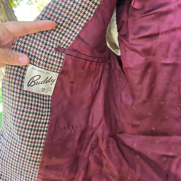 Houndstooth Blazer Jacket Menswear Patterned 3 Button Sport Coat - Picture 6 of 7